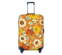 Ttetddd Copertura protettiva per valigie da viaggio con motivo floreale vintage, lavabile, con cerniera e fibbia, 71,1 cm, Zucca con foglie d'acero girasoli, S