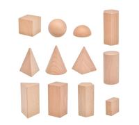 TTETTZ 12 Blocchi Geometrici di Forme 3D, Giocattoli per L'apprendimento Della Simmetria per La Classe, Set di Geometria, Giocattoli in Legno per Bambini