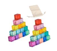 TTETTZ 15 Pezzi Blocchi Arcobaleno Cubi Gioco Educativo Acrilico Impilabile Sviluppo Motricità Manuale Adatto a Bambini Piccoli Regalo Decorazione Cameretta, 30 Pezzi, Taglia unica bambino