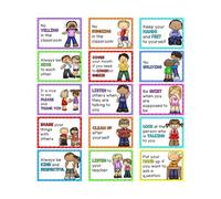 TTETTZ 15 pezzi di inglese Rules in classe poster educativi Decori Wall Decors Easy Installazione Strumenti di insegnamento resistenti alla lacrime per la