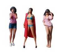 TTETTZ 3 Figurini di Ragazze in 1/64, Modellini di Figurini, Accessori per Film, Decorazione, Donna, Diorama Realistico, Paesaggio Dipinto a Mano, Style a