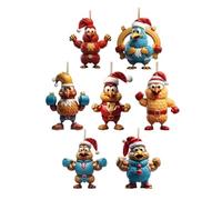 TTETTZ 7 Decorazioni Natalizie a Forma di Pollo, Divertenti, 2D, Piatte, per Feste di Compleanno, Porte D'ufficio