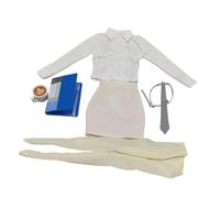 TTETTZ Abbigliamento da Collezione per Figure Azione Femminili 1/6 Camicia Elegante Gonna Stilizzata Calze Collant Accessori Completi, Bianco Albicocca