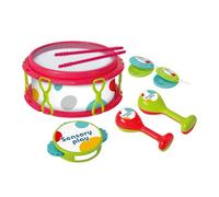 TTETTZ Batteria a Mano, Strumento a Percussione Portatile, Giocattolo Musicale per Principianti con Tavola, Tamburello E da Dito, Educativo, Rosso
