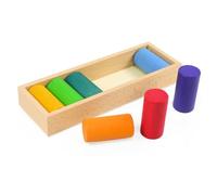 TTETTZ Blocchi Arcobaleno Educativi in Legno Costruzioni Gioco Manuale per Sviluppo Motorio Set Mattoncini Impilabili Colorati Forme Geometriche Solide, Cilindro