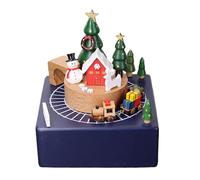 TTETTZ Carillon Natalizio in Legno, Gioco Creativo con La "Buon Natale" E Trenino Girevole per Bambini, Regalo E Ornamento Da Scrivania, Blu