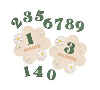 TTETTZ Cartello Bifacciale con Traguardi Mensili, Decorazioni per Del Bambino, Ricordi, Annuncio di Nascita, Cerchi E Dischi in Legno, Verde, Taglia unica bambino