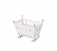 TTETTZ Culla per Casa Delle Bambole Accessorio Infantile con Base Mobile Legno Naturale Mini Struttura Resistente Design Realistico Adatta a Modellini Architettonici Nursery Esposizione, Rosa