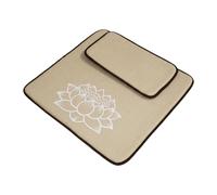 TTETTZ Cuscino per Sedia Tatami con Motivo a Loto, Tessuto a Mano - Comodo per La Meditazione, Il Rilassamento E L'uso Domestico, Cachi, 80x80 Cm