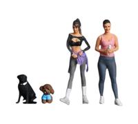 TTETTZ Figure Femminili per Diorama in 1/64, 2 Miniature Realistiche con Due Cani, per Adulti, B