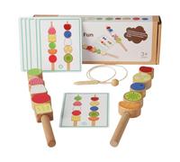 TTETTZ Kit di Apprendimento per Perline di Legno, Blocchi Impilabili, Rompicapo per Abilità Motorie Fini, Giocattolo per Bambini in Viaggio