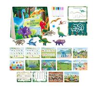 TTETTZ Libro di Giocattoli con Dinosauri, Attività di Apprendimento, Libro di Adesivi per Bambini in Età Prescolare, Educativo per Bambini Dai 2 Ai 4 Anni, D