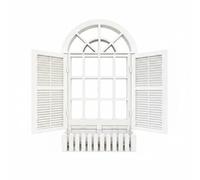 TTETTZ Miniatura Finestra Arcuata Espositore Dollhouse con Persiane E Fioriera Materiale Plastico Pla Adatta a Progetti di Collezionismo Scenari Miniaturistici E Modellismo, White