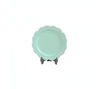 TTETTZ Piatto da Casa Delle Bambole Miniatura Realistica Vassoio Vintage con Dettaglio Inciso Accessorio Lega Decorativo Adatto a Diorami Collezionismo E, Azzurro, 36 5mm