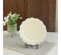 TTETTZ Piatto da Casa Delle Bambole Miniatura Realistica Vassoio Vintage con Dettaglio Inciso Accessorio Lega Decorativo Adatto a Diorami Collezionismo E, Bianco Crema, 36 5mm