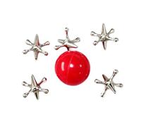 TTETTZ Set di 5 Pezzi per Il Gioco Jacks Ball, Classico Gioco di Abilità, Set da Tavolo retrò, Vecchio Stile, in Metallo, per L'intrattenimento di Tutta, 6 Pezzi Argento