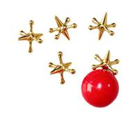 TTETTZ Set di 5 Pezzi per Il Gioco Jacks Ball, Classico Gioco di Abilità, Set da Tavolo retrò, Vecchio Stile, in Metallo, per L'intrattenimento di Tutta, 6 Pezzi Oro