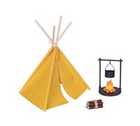 TTETTZ Tenda in Miniatura per Casa delle Bambole in 1:12, Accessori per La Pirografia della Stazione Ferroviaria, Tenda Gialla