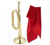 TTETTZ Tromba Marcia Brass Wind Bugle Tromba Cerimoniale Rame Incisione Dettaglio Campana Forma Classica Struttura Resistente Adatto per Esecuzioni, Ottone Con Fazzoletto Rosso