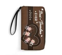 TTFEVVGX Portafoglio lungo in pelle personalizzato Portafoglio personalizzato con nome della nonna regalo amorevole per famiglia, nonna, madre, innamorati, regalo personalizzato per uomo e donna