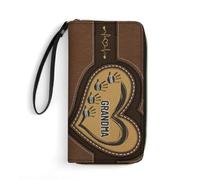TTFEVVGX Portafoglio lungo in pelle personalizzato Portafoglio personalizzato con nome della nonna regalo amorevole per famiglia, nonna, madre, innamorati, regalo personalizzato per uomo e donna