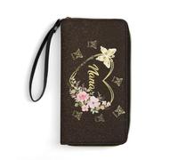 TTFEVVGX Portafoglio lungo in pelle personalizzato Portafoglio personalizzato con nome della nonna regalo amorevole per famiglia, nonna, madre, innamorati, regalo personalizzato per uomo e donna