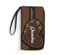 TTFEVVGX Portafoglio lungo in pelle personalizzato Portafoglio personalizzato con nome della nonna regalo amorevole per famiglia, nonna, madre, innamorati, regalo personalizzato per uomo e donna
