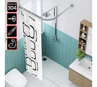 TTFFWW Regolabile Asta Tenda Doccia Angolare,Acciaio Inox Palo Telescopico Barra di Tensione,Bastone Tenda Doccia a Pressione Curvo,Senza Forare,per Bagno,Vasca da Bagno,Silver,70-95 * 70-95cm