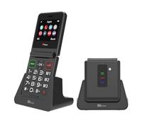 TTfone TT660 Flip Cellulare per anziani - Design pieghevole, pulsanti grandi, assistenza di emergenza, lunga durata della batteria - Pay As You Go (Vodafone PAYG, nero, con caricatore dock)