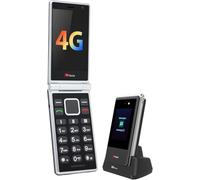TTfone TT990 4G Flip Phone con Android 14 (De-Googled), WhatsApp, touchscreen da 3,5", pulsante SOS, pulsanti grandi, 64 GB