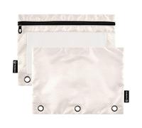 Ttgoth Astuccio per matite di colore beige dolce per raccoglitore, 3 anelli, 2 pezzi, con finestra trasparente con cerniera, astuccio per penne, cancelleria e cosmetici