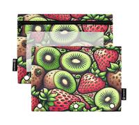 Ttgoth Astuccio per raccoglitori a 3 anelli, raccoglitore cinese con uva spina, astuccio con cerniera trasparente per matite per raccoglitori e cosmetici, confezione da 2, A, 15.5X24.5cm, moderno