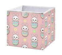 Ttgoth Cestini portaoggetti a forma di coniglietto rosa, 28 x 28 cm, pieghevoli, in tessuto, per armadio, camera da letto, asilo e casa