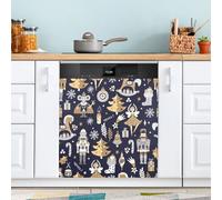 Ttgoth Copertura magnetica decorativa per lavastoviglie con schiaccianoci di Natale, pannello di copertura per porta d'ingresso, adesivo per elettrodomestici da cucina, 58 x 66 cm