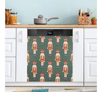 Ttgoth Copertura magnetica decorativa per lavastoviglie con schiaccianoci di Natale, pannello di copertura per porta d'ingresso, adesivo per elettrodomestici da cucina, 58 x 66 cm