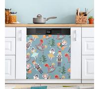 Ttgoth Copertura magnetica decorativa per lavastoviglie con schiaccianoci di Natale, pannello di copertura per porta d'ingresso, adesivo per elettrodomestici da cucina, 58 x 66 cm