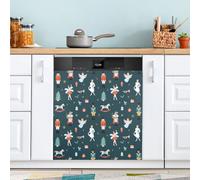 Ttgoth Copertura magnetica decorativa per lavastoviglie con schiaccianoci di Natale, pannello di copertura per porta d'ingresso, adesivo per elettrodomestici da cucina, 58 x 66 cm