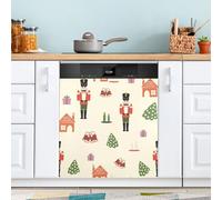 Ttgoth Copertura magnetica decorativa per lavastoviglie con schiaccianoci di Natale, pannello di copertura per porta d'ingresso, adesivo per elettrodomestici da cucina, 58 x 66 cm