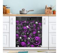 Ttgoth Copertura magnetica decorativa per lavastoviglie, motivo Yin Yang, viola, per pannello di copertura per porta d'ingresso, adesivo per elettrodomestici da cucina, 58 x 66 cm