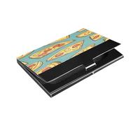 Ttgoth Delicious Pizza Porta biglietti da visita per uomini e donne in pelle PU e acciaio inox porta carte di credito tasca portafoglio porta documenti d'identità per viaggi e lavoro, A, 9.3x5.8x1 cm