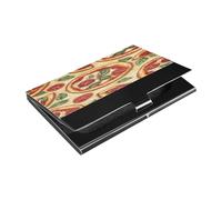 Ttgoth Delicious Pizza Porta biglietti da visita per uomini e donne in pelle PU e acciaio inox porta carte di credito tasca portafoglio porta documenti d'identità per viaggi e lavoro, A, 9.3x5.8x1 cm