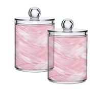 Ttgoth Dream Cloth Plaid Qtip Holder Dispenser Acrilico Barattoli Bagno Barattoli 2 PCS Farmacia Barattolo Organizzatore Trucco per batuffoli di cotone, Bud, Tampone, Palla