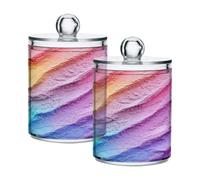 Ttgoth Gray Mouse Qtip Holder Dispenser Acrilico Barattoli Bagno 2 PZ Apothecary Jar Makeup Organizer per batuffoli di cotone, Bud, tampone, palla