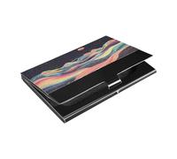 Ttgoth Mountain Sun, porta biglietti da visita per uomini e donne, in pelle PU e acciaio inox, con tasca porta carte di credito, per viaggi e lavoro, A, 9.3x5.8x1 cm, Moderno