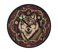 Ttgoth Orologio da parete con lupo con luce notturna a LED, controllo del suono, silenzioso, senza ticchettio, funzionamento a batteria, per camera da letto, soggiorno, cucina, decorazione per la casa