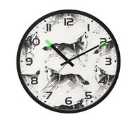 Ttgoth Orologio da parete con lupo con luce notturna a LED, controllo del suono, silenzioso, senza ticchettio, funzionamento a batteria, per camera da letto, soggiorno, cucina, decorazione per la casa