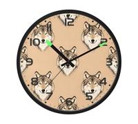 Ttgoth Orologio da parete con lupo con luce notturna a LED, controllo del suono, silenzioso, senza ticchettio, funzionamento a batteria, per camera da letto, soggiorno, cucina, decorazione per la casa