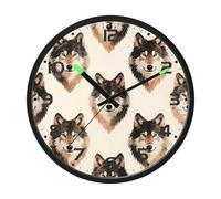 Ttgoth Orologio da parete con lupo con luce notturna a LED, controllo del suono, silenzioso, senza ticchettio, funzionamento a batteria, per camera da letto, soggiorno, cucina, decorazione per la casa