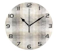 Ttgoth Orologio da parete con motivo beige chiaro grigio silenzioso senza ticchettio moderno decorativo rotondo orologio da parete a batteria per casa cucina soggiorno ufficio 25 x 25 cm
