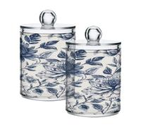 Ttgoth Peony Qtip Holder Dispenser acrilico Barattoli da bagno 2 PCS Apothecary Jar Makeup Organizer per batuffoli di cotone, boccioli, tamponi, palline